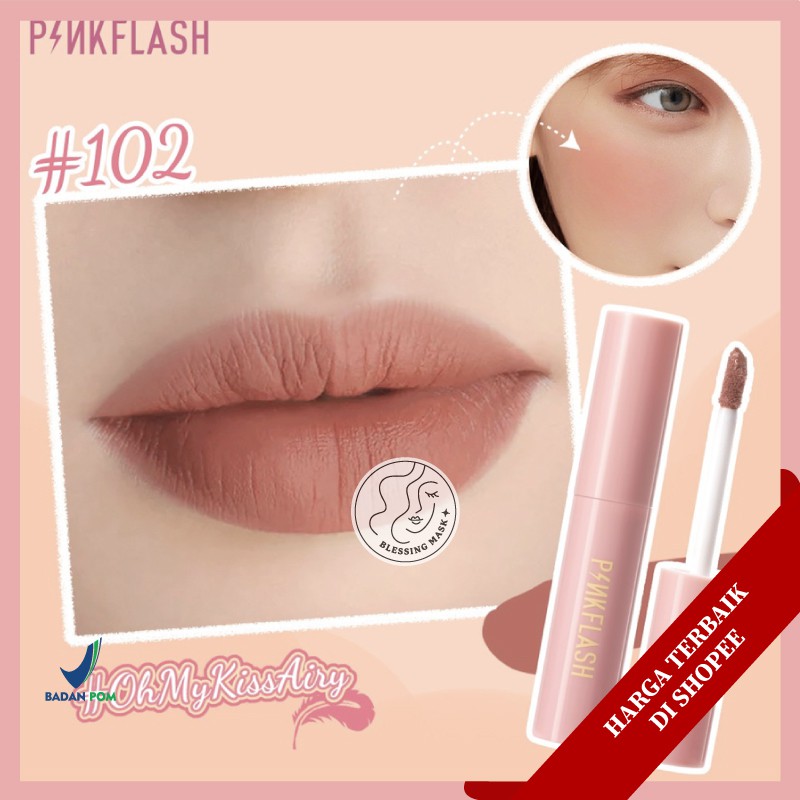 [BPOM] PINKFLASH Matte Liquid Lipstick Lasting Waterproof Lip Tint Shimmer Lip Gloss Velvet Matte-#102 Lip Tint