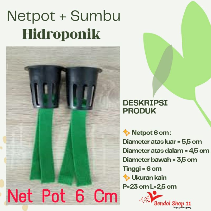 Netpot+sumbu hidroponik 6 cm