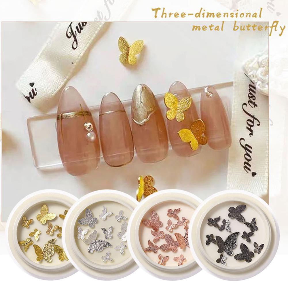 Timekey Ornamen Kupukupu Metal Alloy Hias Batu Opalberlian Imitasi Untuk Dekorasi Nail Art A2K1