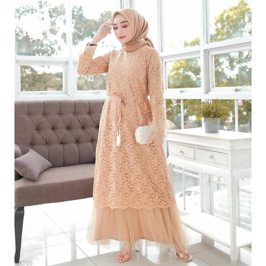 Baju Gamis Muslim Terbaru 2021 Model Baju Pesta Wanita kekinian Bahan Katun Kekinian ABG remaja