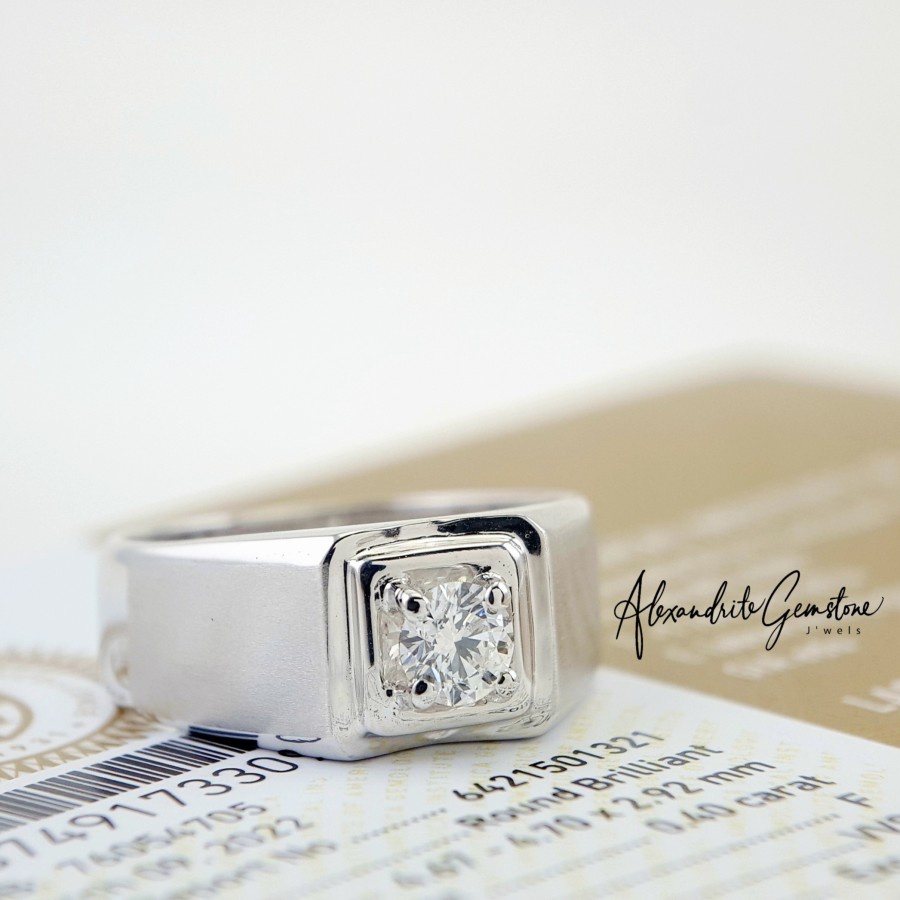 AG Jewellery D0522009 Cincin Pria Berlian GIA Certificate 0.40ct F VVS