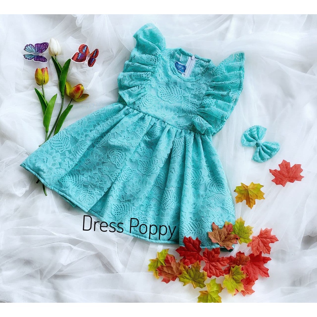 Dress Poppy/Dress Brokat Terbaru/Dress Anak Dan Dewasa Kekinian/Dress Bridesmaid/Dress Cantik Warna 