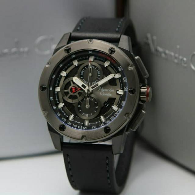 Alexandre Christie 6549 Full Black Jam pria Original