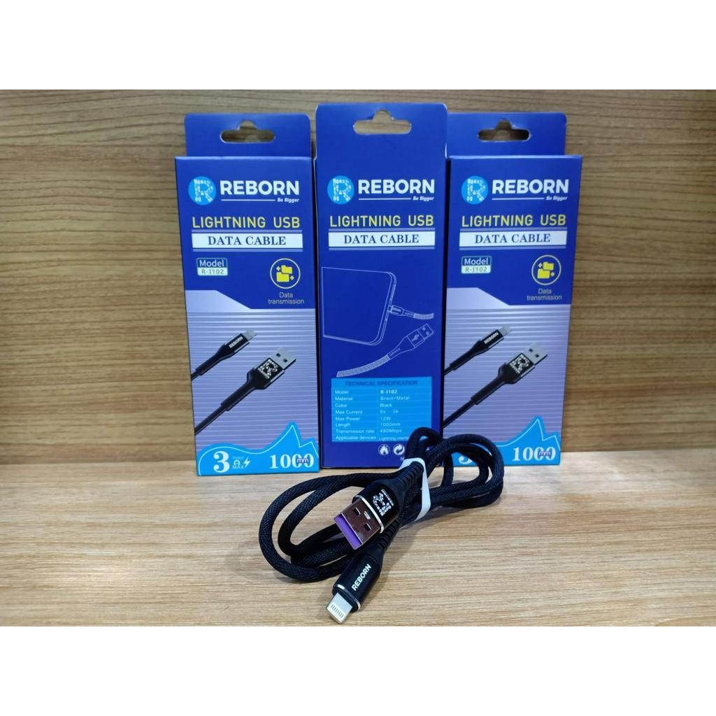 Reborn R-L100 Kabel Data Lightning Fast Charge 3A Kabel Lightning 1M