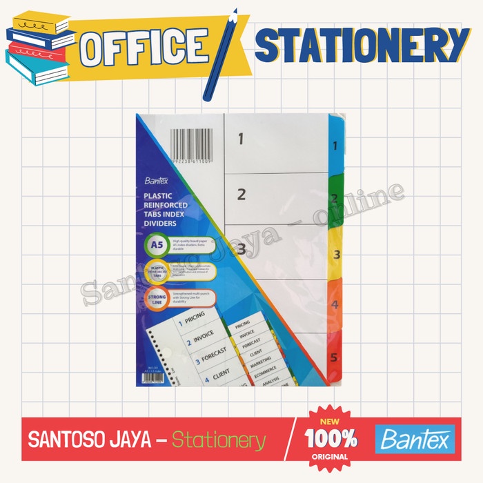 

Divider Loose Leaf A5 BANTEX - Pembatas Binder A-5 - Tabs Index 8611