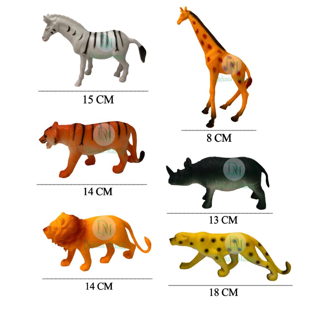 Mainan Anak Koleksi Figure Binatang Karet Wild Animal Hewan Set Isi 6 Pcs