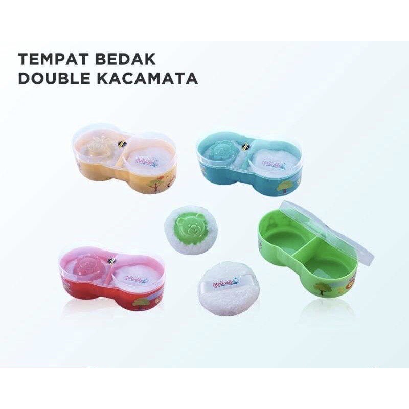 Tempat Bedak Double Reliable Kacamata/Tempat Bedak Bayi 2 Sekat, Bahan Kuat Anti Pecah (Murah)