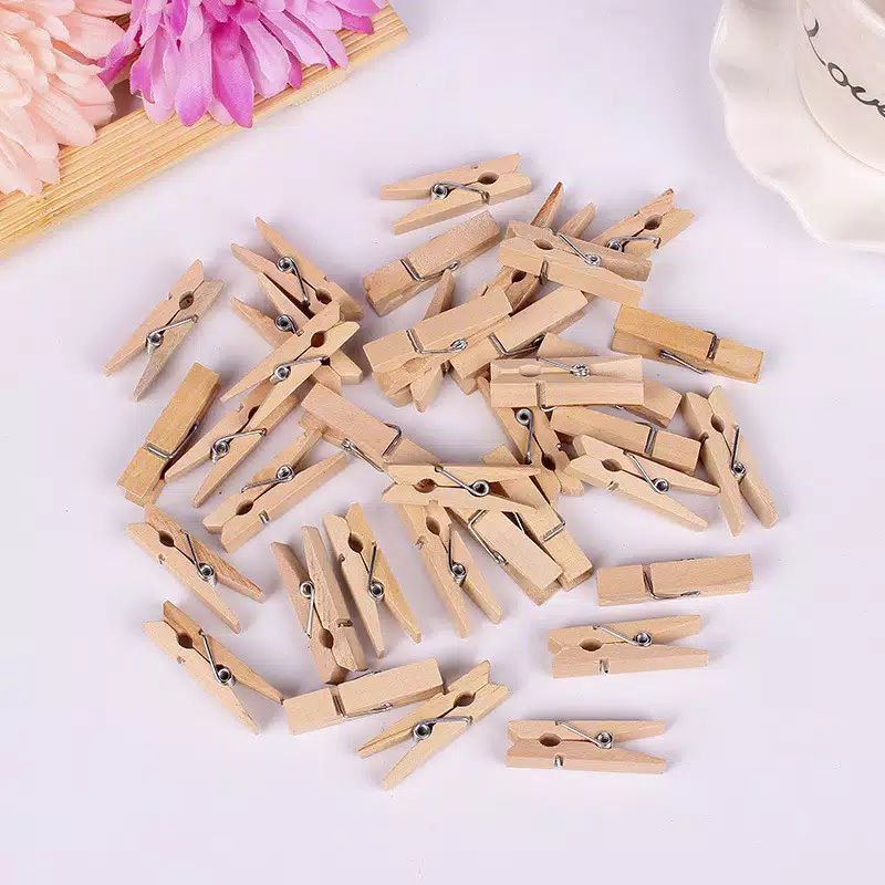 Klip Mini Jepit Foto Bahan Kayu Ukuran 35mm