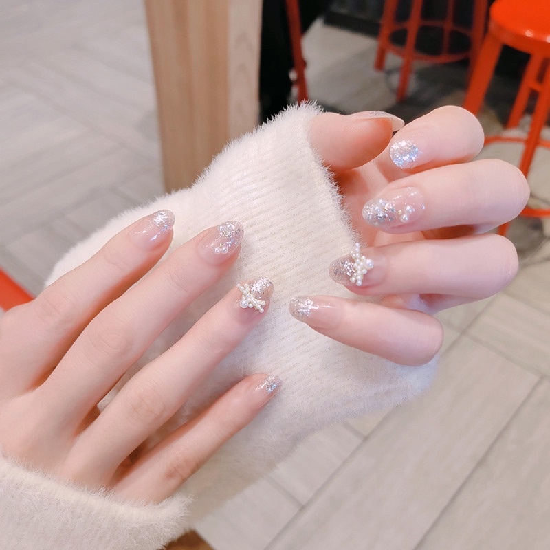 Kuku Palsu 【B85，lem cair】Nikah kuku Wedding False Nailart Pengantin Tangan