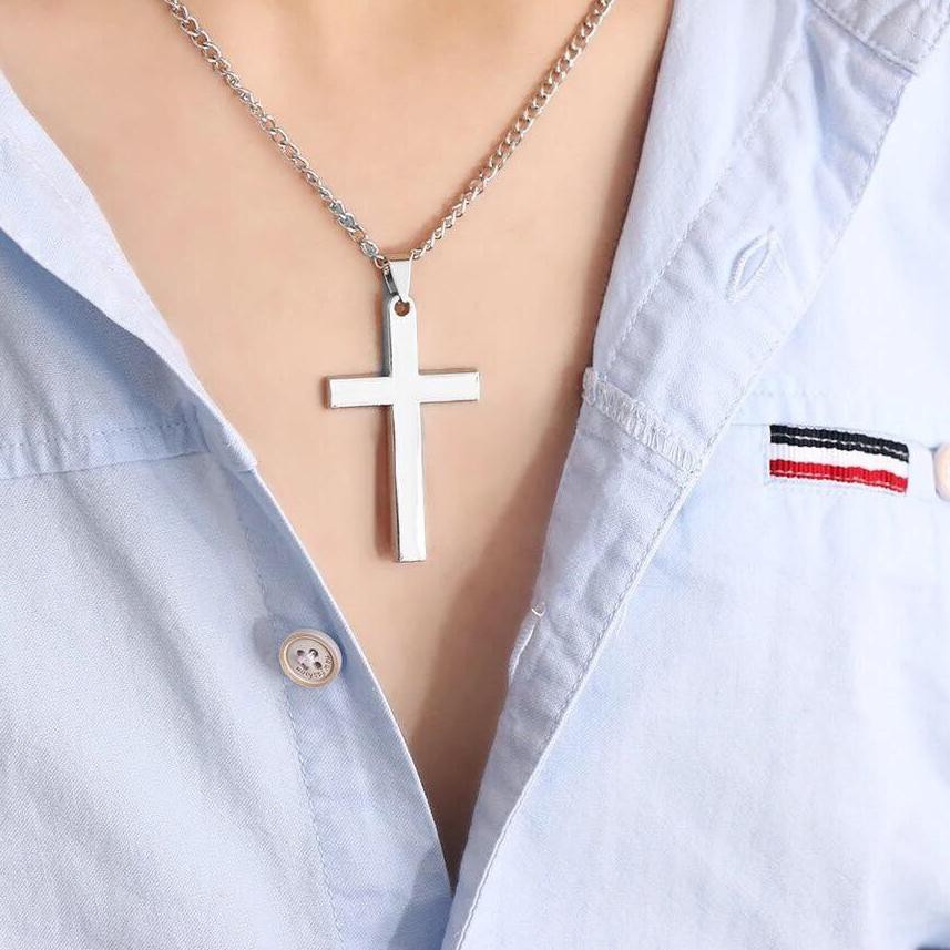 Paling Laku..  Kalung Salib Jesus Pria Wanita Polos Anti Karat Keren Good Quality / Kalung Kristen /