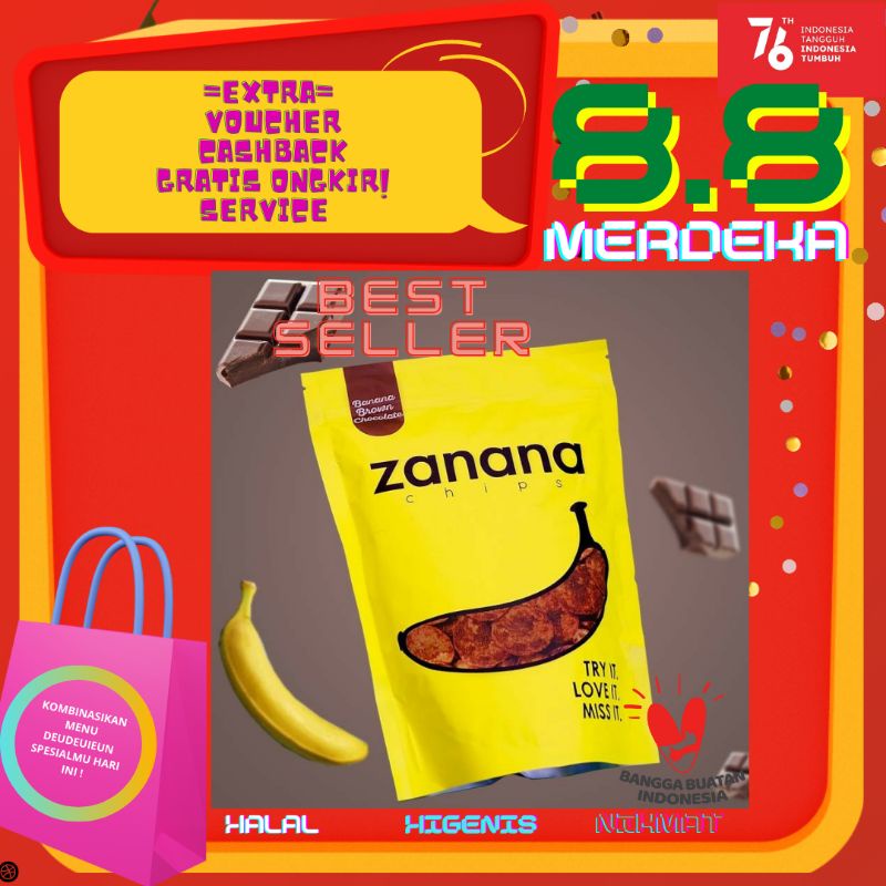 

zanana keripik pisang kekinian rasa coklat pouch 100gram