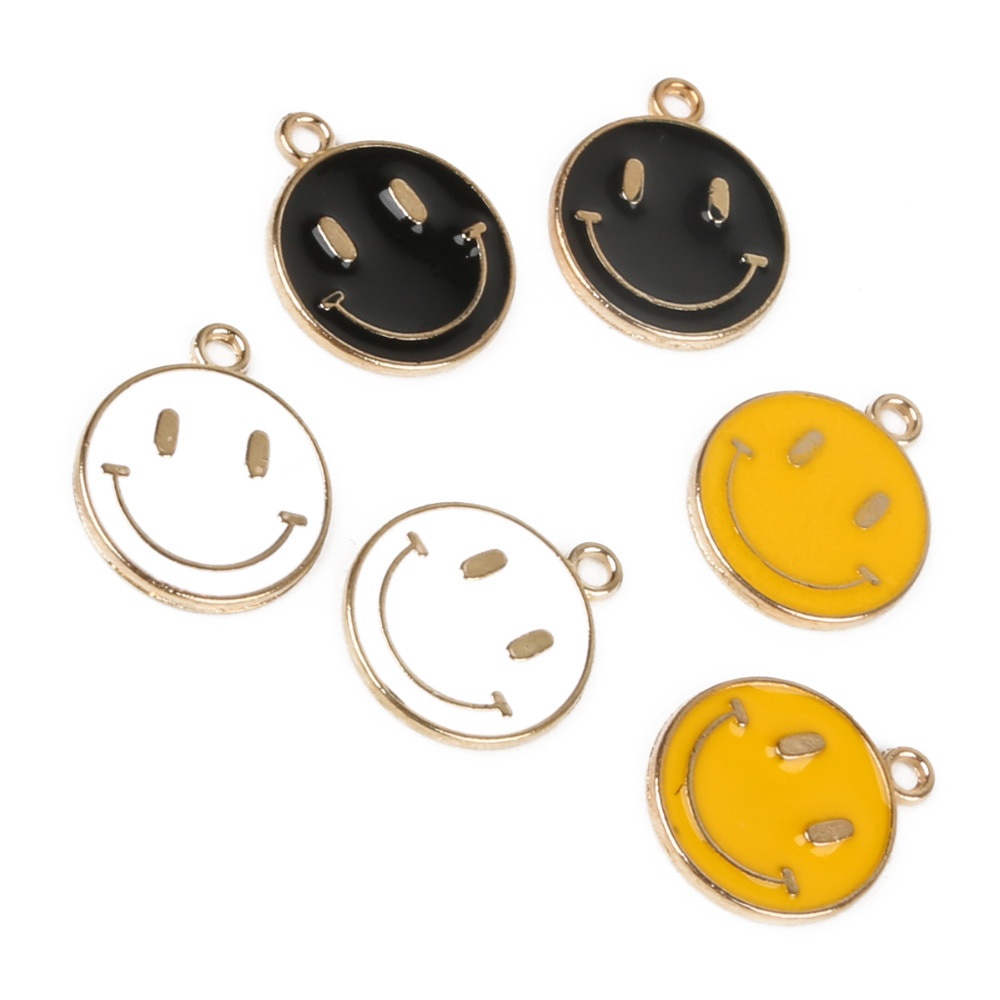 11x15mm Smiling Face Alloy Enamel Charms Pendant For DIY Necklace Pendant Making Jewelry Findings Accessories