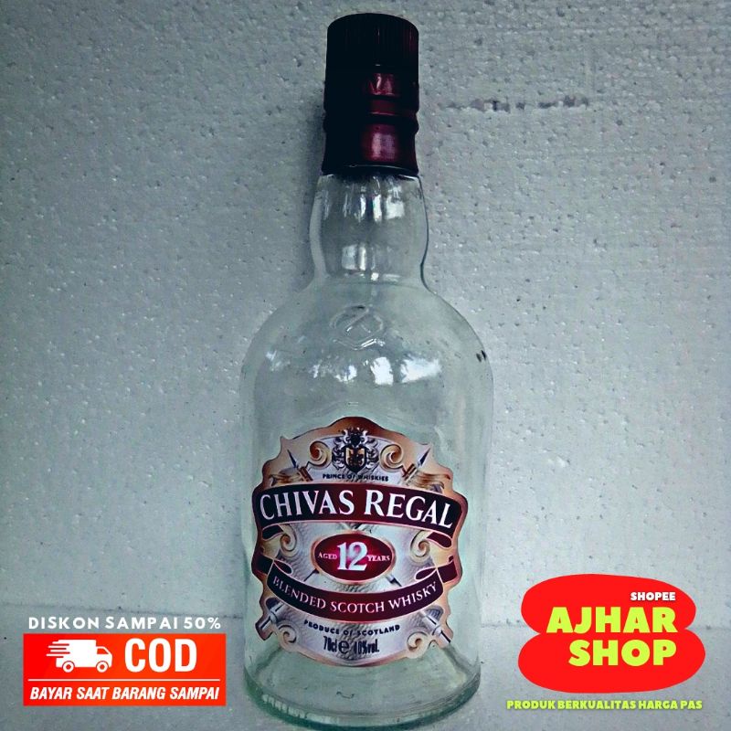 Botol kaca Bekas minuman chivas /Botol unik/Botol koleksi