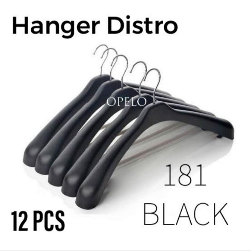 Hanger 181 Hitam 1Lusin Gantungan Baju Distro/Hanger Jas hitam