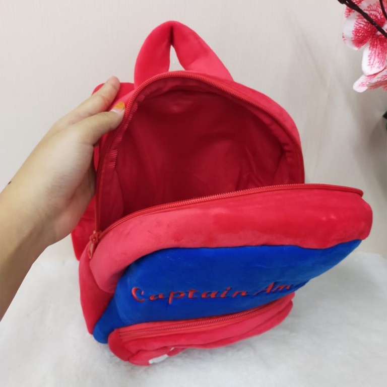 Tas Ransel Kapten Amerika Size L 2Resleting/Tas Anak SD/Backpack Lucu/Kado Tas Anak Cowok