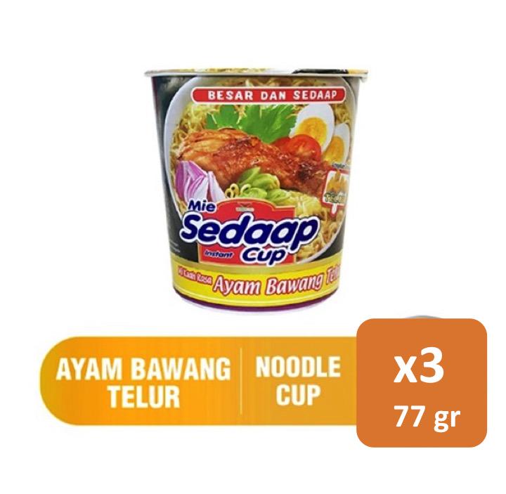 Mie Sedaap Ayam Bawang Telur Cup 77 gr x 3 Shopee Indonesia