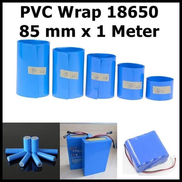 Heat Shrink Tube PVC Jacket 18650 Battery Baterai Wrap 85mm 1 Meter