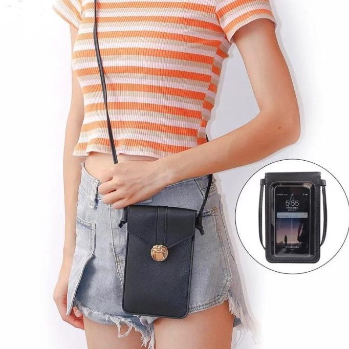 Tas Selempang Pocket Wanita Tas Gadget HP Touchscreen Slingphone 2021 - Hitam