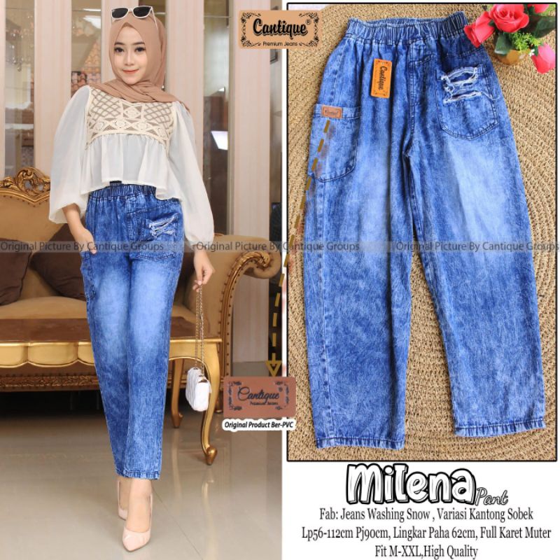 Milena pant celana jeans wanita by cantique