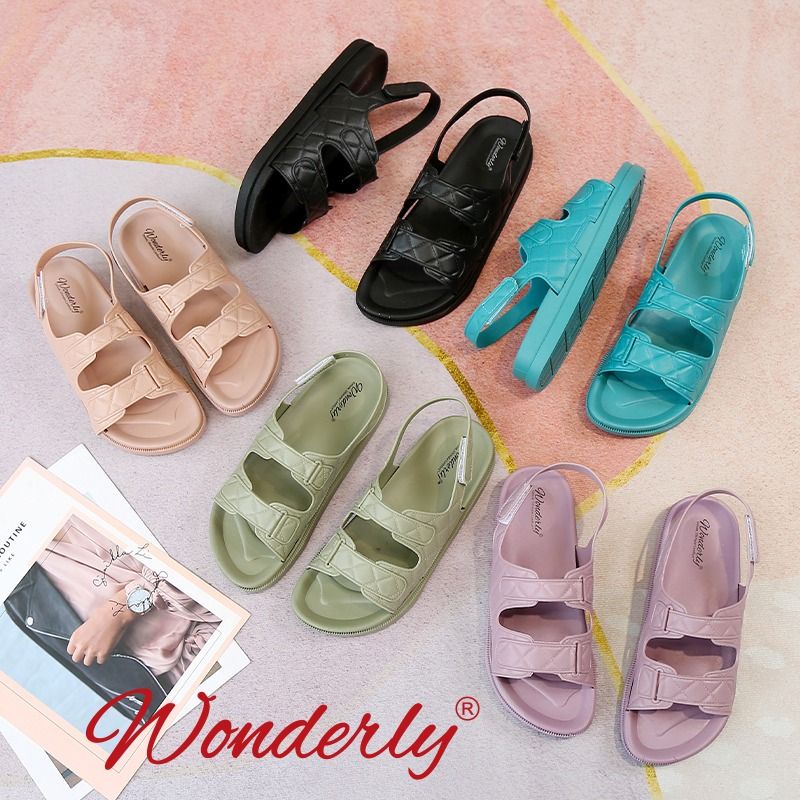 2062 [WONDERLY] Sendal Wanita Tali Jelly Sandal Wanita Karet Sendal Tali Sandal Flat Tali Sandal Slop Sandal Selop Karet