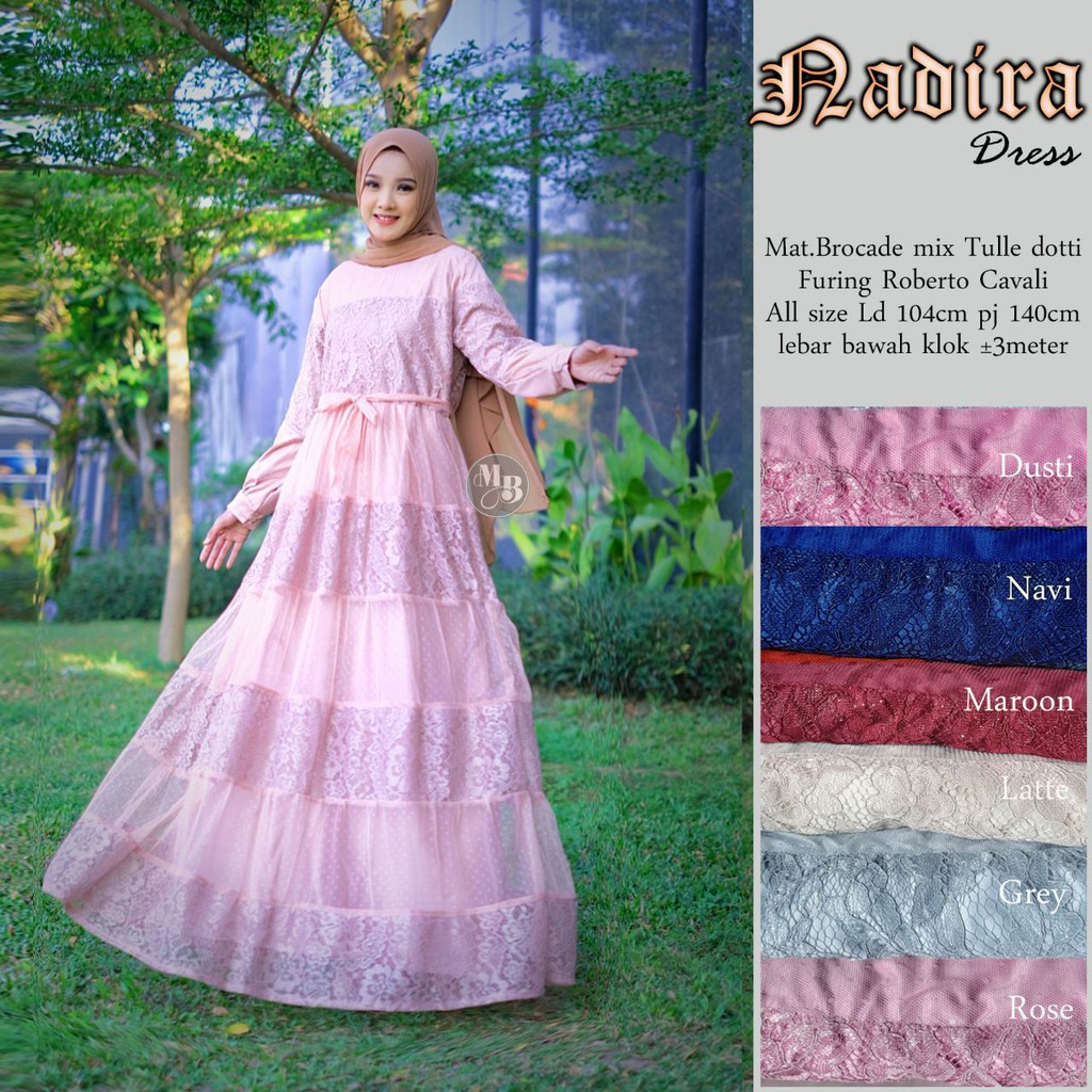TERMURAH NADIRA DRESS//GAMIS BROKAT JUMBO LD 120CM