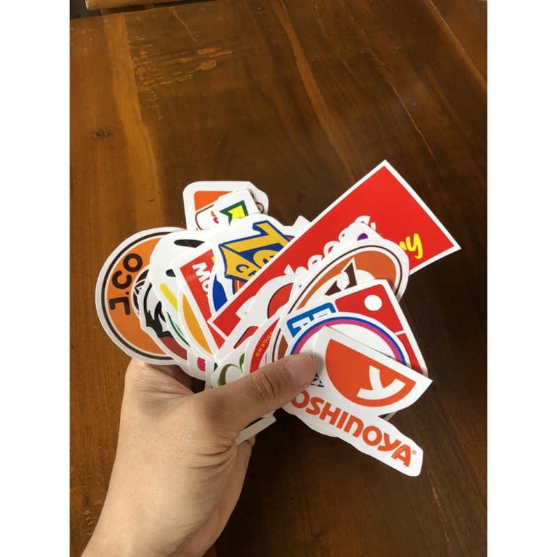 Stiker popular brand sticker foodies paket stiker food logo french fries tumbler laptop junk food