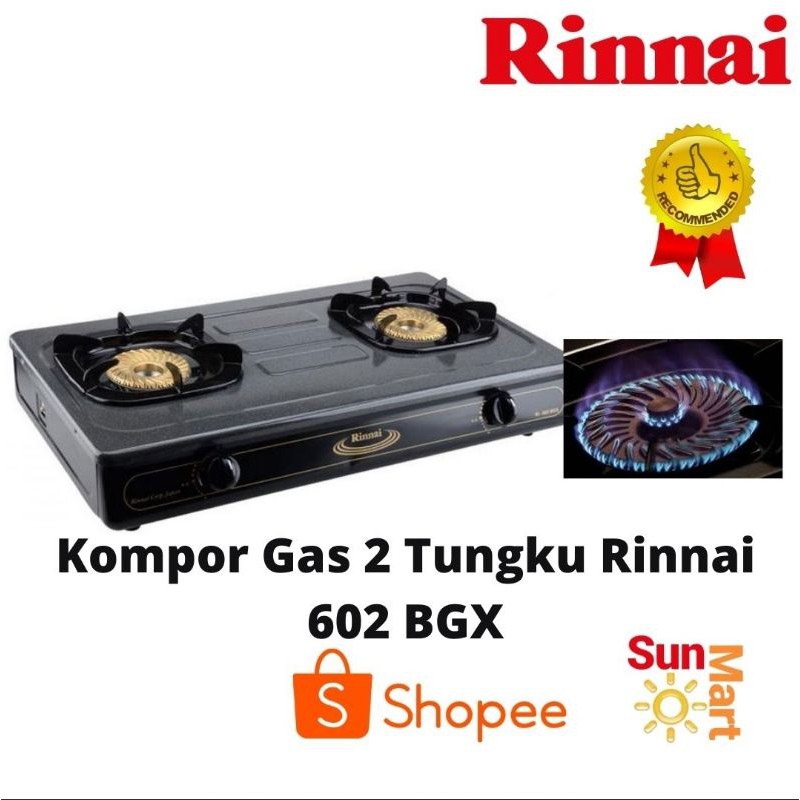 TERMURAH!!  Kompor Gas 2 Tungku Rinnai RI-602 BGX Api besar