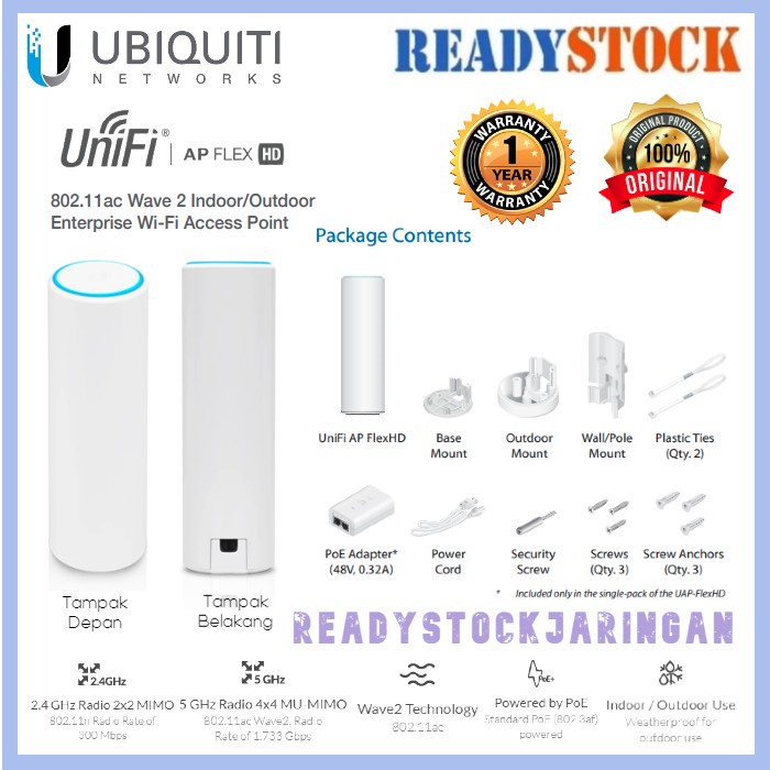 UBIQUITI UAP-FLEX HD Unifi AP Flex HD 802.11ac Wave 2 Access Point