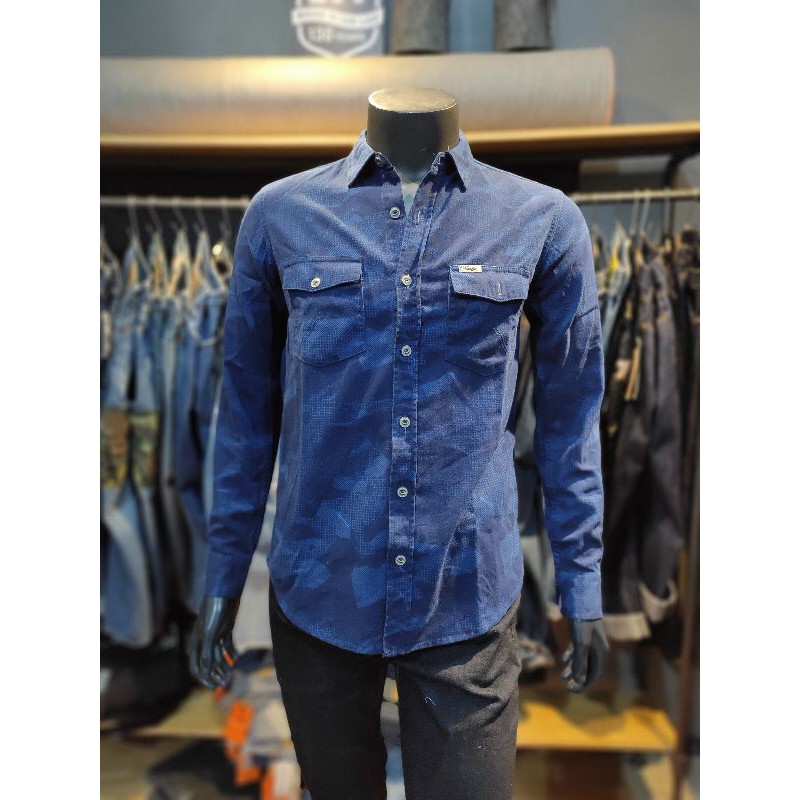 kemeja wrangler navy