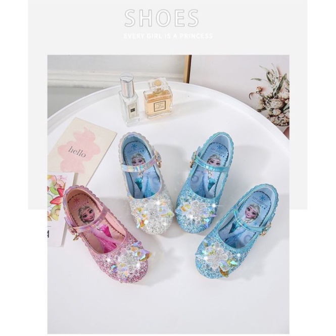 SEPATU ANAK PEREMPUAN KRISTAL ELSA FROZEN SEPATU HAK TINGGI TAHU ANAK BLINK GLITTER PH 8308-10