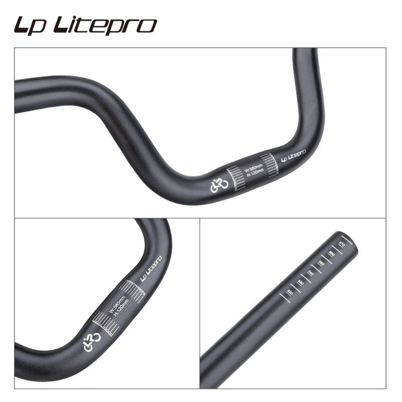 Handlebar Litepro Highrise 25.4x580 Sepeda Lipat Alloy Original