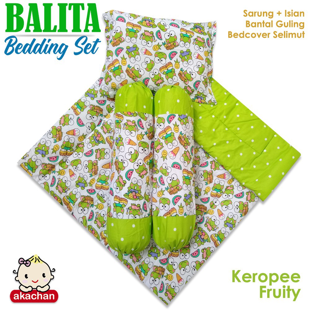 BALITA Bedding SET Bed Set Toddler Bedcover Selimut Bantal Cover Guling Alas Tidur td akachan