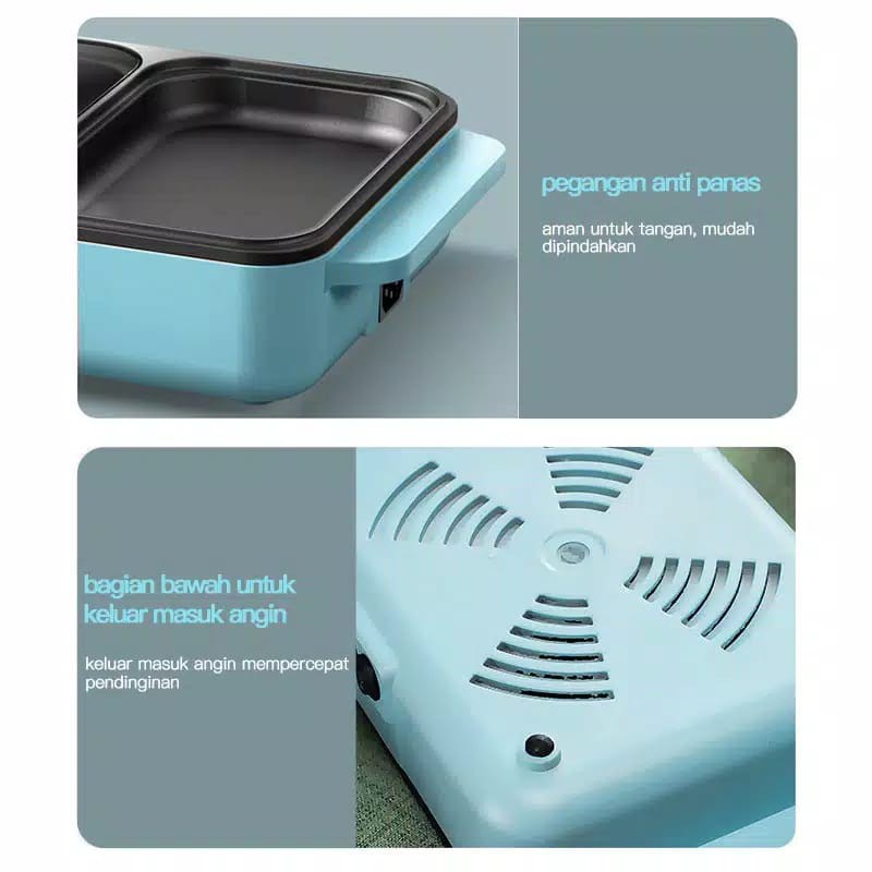 Mini Electric Hotpot/ Steamboat Girll Pan Bbq Multifungsi 2 in 1