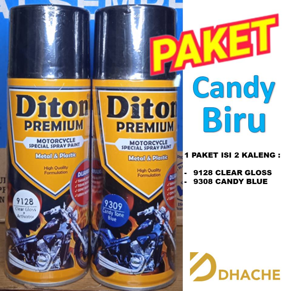 Paket HEMAT 9309 Candy Tone Blue Cat Pilox Diton Premium 400ml kendi biru sepeda motor mobil pylox