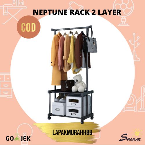 SHENAR NEPTUNE RACK - STAND HANGER SINGLE - RAK GANTUNGAN BERDIRI SERBAGUNA HEMAT TEMPAT DENGAN RODA