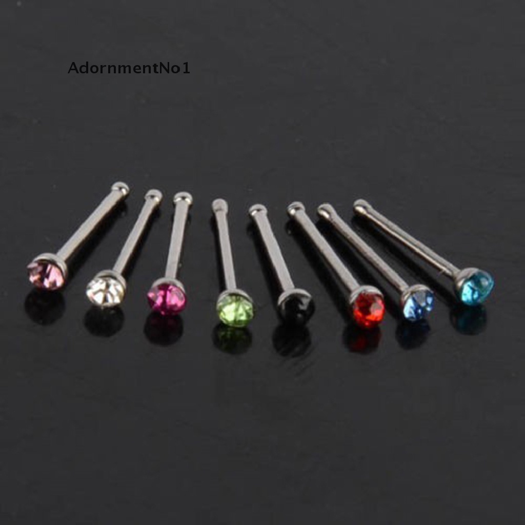 (AdornmentNo1) 40pcs / Set Cincin Tindik Hidung / Tubuh Bahan Stainless Steel Hias Kristal / Berlian Imitasi Untuk Wanita