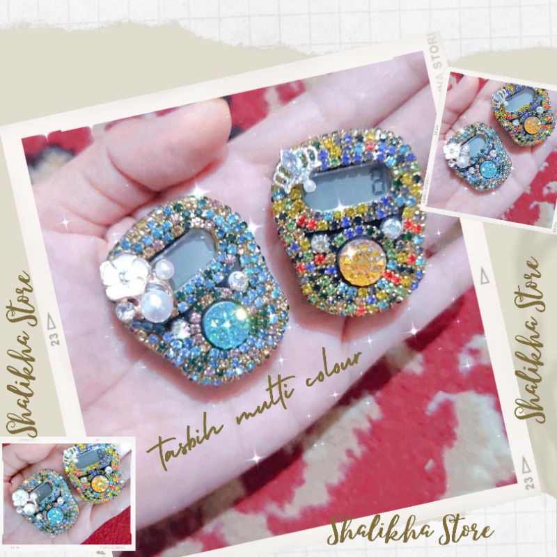 Tasbih Digital LED Swarovski Cantik Custom Nama Hias Blink Tali Mutiara Premium