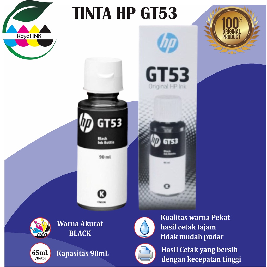 HP GT52/GT53 BLACK Ink PREMIUM GT 52/53 Tinta Hitam Pengganti GT51 - PCS