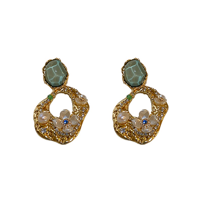 Anting Tusuk Gantung Desain Bunga Hollow Hias Mutiaraberlian Gaya Etnik Untuk Wanita
