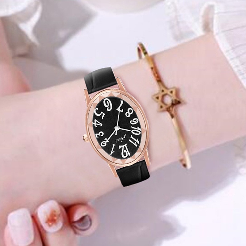 SANGCAKRA COD - Jam Tangan Wanita Fashion Kulit Retro Round Small Women Watches Analog Cewek Dengan Strap Pu Leather Dial Angka Korean Fashion Import - JW52