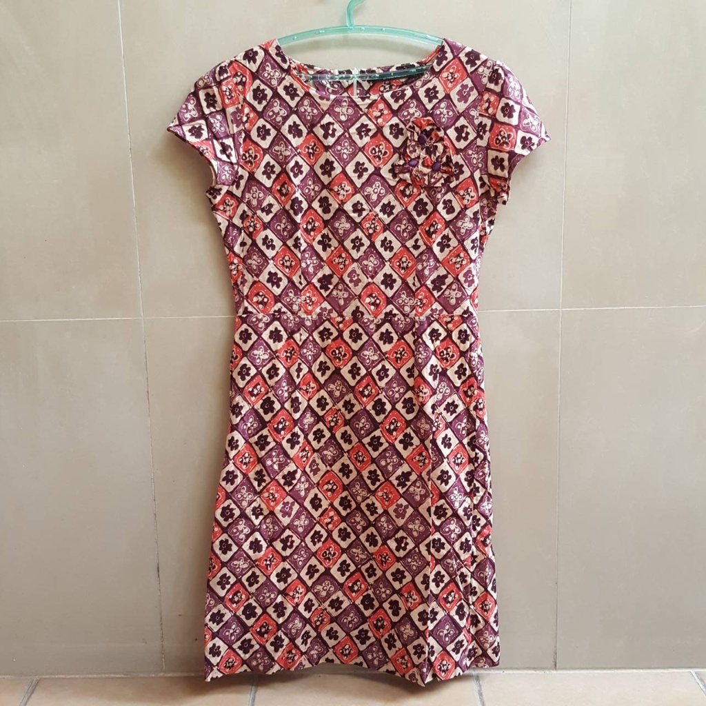 Preloved Dress Batik Cantik , Dress Batik Kerja , Dress Batik Formal