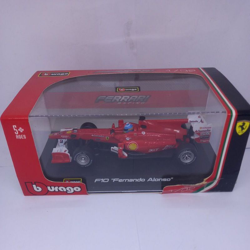 diecast miniatur mobil f1 formula 1 ferrari f10 fernando alonso skala 1:32 original