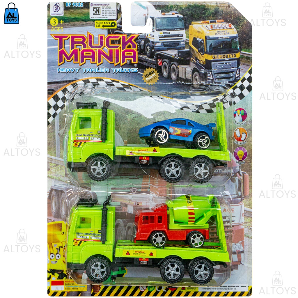 MAINAN MOBIL HEAVY TRAILER TRUCK KONTENER TOWING ISI 4 PCS