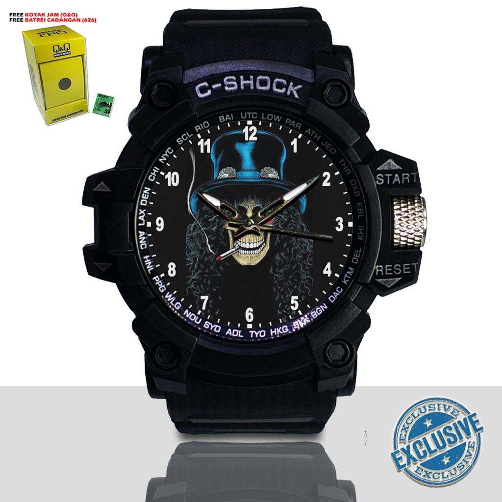 (EXCLUSIVE ) JAM TANGAN GUNS N' ROSES WATER RESIST FREE BOX DAN BATREI - NO.9