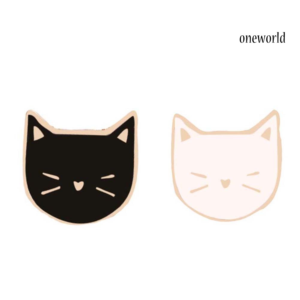 OW@ 2Pcs/Set Unisex Cartoon Cute Cats Animal Brooch Pin Jacket Badge Jewelry Gift