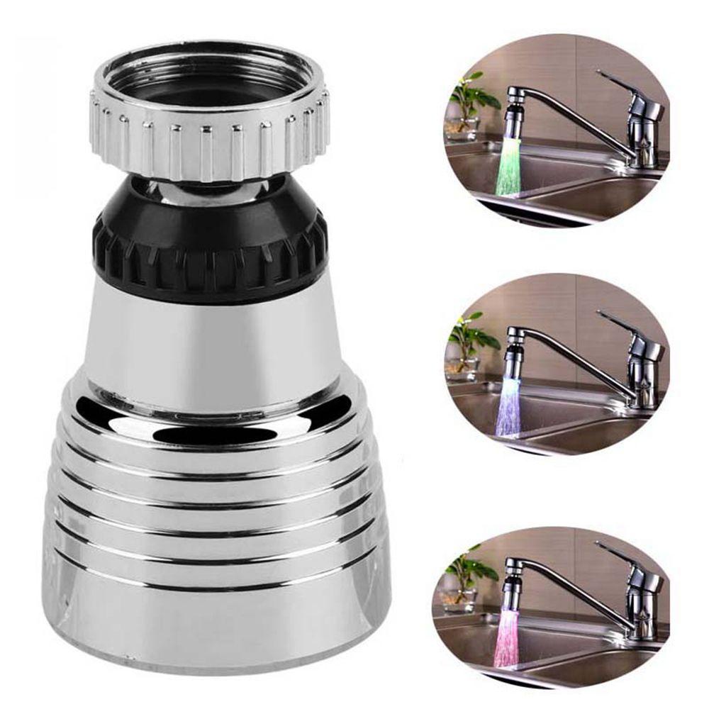 Lanfy Keran Hemat Air Sensitif Cahaya-up Shower Head Aerator Dapur Kamar Mandi LED Faucet Adapter