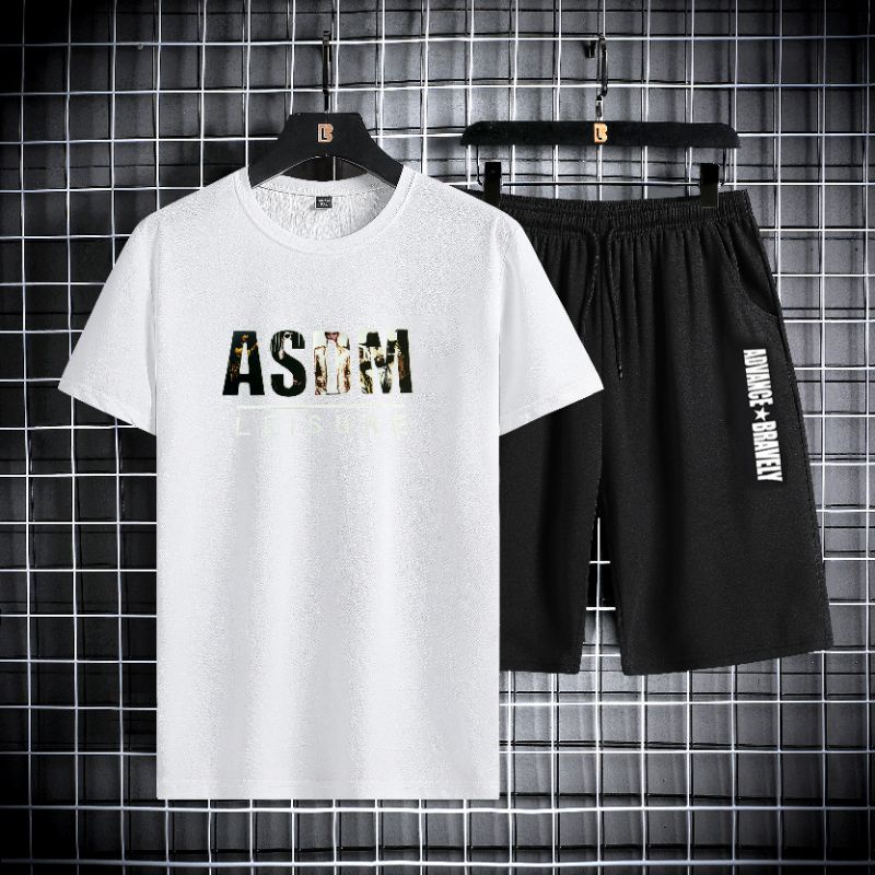 pakaian pria / setelan pria / baju 1 set pria terbaru kaos + celana import style korea