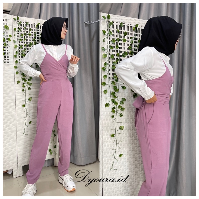 NEW JUMPSUIT / one set vest PREMIUM/ setelan wanita / one set reina span/ setelan crop /overall belakang pita BY DYOURA