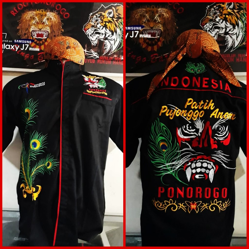 Baju Hem Lengan Pendek Bordir Reog Ponorogo | Bujang Ganong Ganongan Reyog Ponorogo Original Premium