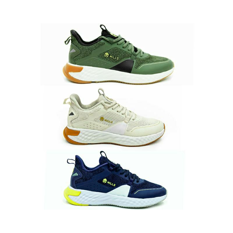 SEPATU RUNNING MILLS ZENOS WHITE/GUM NAVY/YELLOW/WHITE OLIVE/WHITE/GUM - ORIGINAL MADE IN INDONESIA
